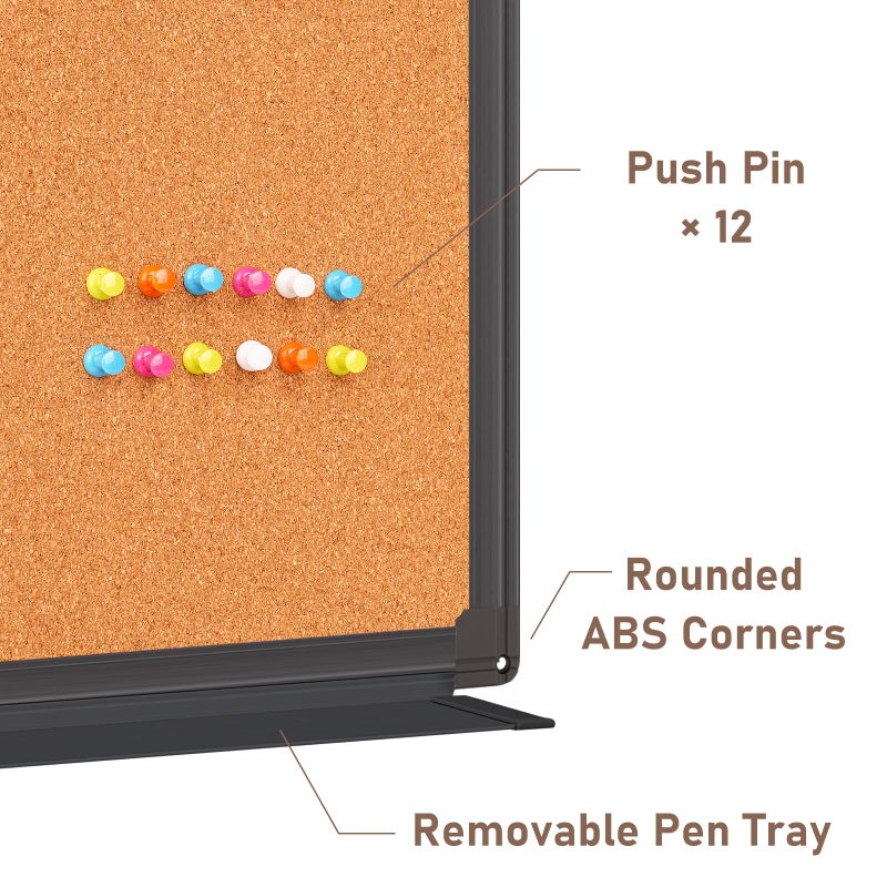 maxtek Combination White Board & Bulletin Cork Board 24 x 18 Whiteboard Magnetic, Combo Dry Erase Board with Black Aluminum Frame, 2' x 1.5' Hanging Message Board Wall Mounted for Homeschool Office - Image 4